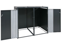 Mülltonnenbox Metall anthrazit 2er mit Deckel und Edelstahl