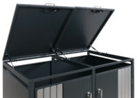Mülltonnenbox Metall anthrazit 2er mit Deckel und Edelstahl