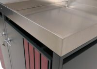 Mülltonnenbox 2er Metall anthrazit Holzoptik mit Pflanzkasten