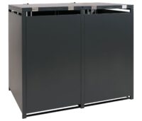 Mülltonnenbox Metall 2er anthrazit helle Holzoptik mit Deckel
