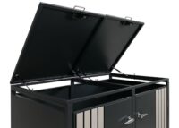 Mülltonnenbox Metall 2er anthrazit helle Holzoptik mit Deckel