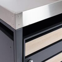 Mülltonnenbox aus Metall anthrazit mit Pflanzkasten 2er Set in Holzoptik