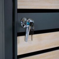 Mülltonnenbox aus Metall anthrazit mit Pflanzkasten 2er Set in Holzoptik