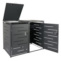 Mülltonnenbox 2er aus Stahl anthrazit erweiterbar