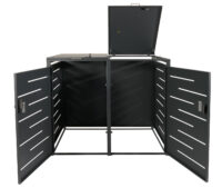 Mülltonnenbox 2er aus Stahl anthrazit erweiterbar