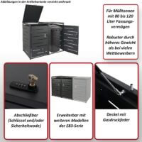Mülltonnenbox 2er aus Stahl anthrazit erweiterbar