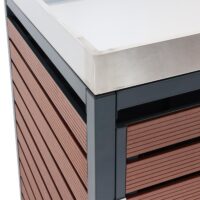 Mülltonnenbox 2er mit Pflanzkasten aus WPC und Edelstahl in Walnussoptik