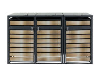 Mülltonnenbox 3er aus Metall anthrazit-gold erweiterbar wetterfest