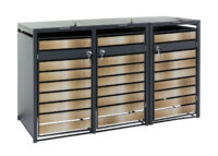 Mülltonnenbox 3er aus Metall anthrazit-gold erweiterbar wetterfest