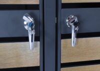 Mülltonnenbox 3er aus Metall anthrazit-gold erweiterbar wetterfest