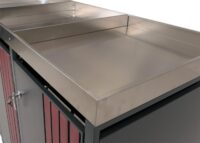 Mülltonnenbox 3er aus Metall anthrazit Holzoptik mit Pflanzkasten