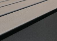 Mülltonnenbox 3er Metall anthrazit Holzoptik mit Pflanzkasten