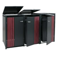 Mülltonnenbox Metall 3er anthrazit Holzoptik mit Deckel