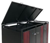 Mülltonnenbox Metall 3er anthrazit Holzoptik mit Deckel