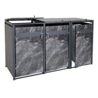 Mülltonnenbox 3er aus Metall anthrazit erweiterbar marmoriert