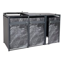 Mülltonnenbox 3er aus Metall anthrazit erweiterbar marmoriert