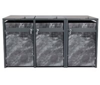 Mülltonnenbox 3er aus Metall anthrazit erweiterbar marmoriert