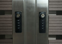 Mülltonnenbox 3er aus WPC und Edelstahl anthrazit 120x200x85 cm