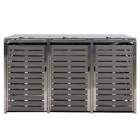 Mülltonnenbox 3er aus WPC und Edelstahl anthrazit 120x200x85 cm