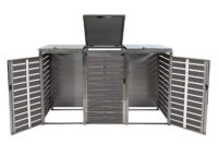 Mülltonnenbox 3er aus WPC und Edelstahl anthrazit 120x200x85 cm