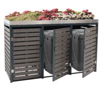 Mülltonnenbox 3er Set anthrazit mit Pflanzkasten aus WPC und Edelstahl