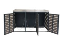 Mülltonnenbox 3er Set anthrazit mit Pflanzkasten aus WPC und Edelstahl