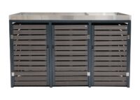 Mülltonnenbox 3er Set anthrazit mit Pflanzkasten aus WPC und Edelstahl