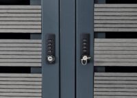 Mülltonnenbox 3er Set anthrazit mit Pflanzkasten aus WPC und Edelstahl