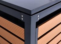 Mülltonnenbox 3er aus WPC und Metall in Teak-Holzoptik für 240 Liter Tonnen
