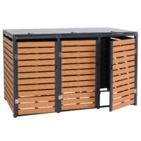 Mülltonnenbox 3er aus WPC und Metall in Teak-Holzoptik für 240 Liter Tonnen