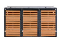 Mülltonnenbox 3er aus WPC und Metall in Teak-Holzoptik für 240 Liter Tonnen