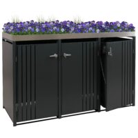 Mülltonnenbox Metall 3-fach anthrazit mit Pflanzkasten