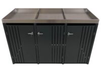 Mülltonnenbox Metall 3-fach anthrazit mit Pflanzkasten