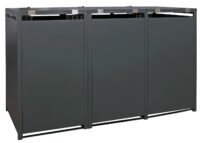Mülltonnenbox für 3 Tonnen aus Metall anthrazit helle Holzoptik