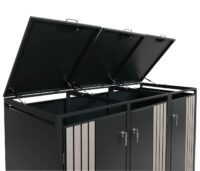 Mülltonnenbox für 3 Tonnen aus Metall anthrazit helle Holzoptik