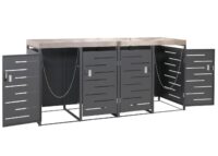 Mülltonnenbox 4er mit Pflanzkasten aus Edelstahl und Metall erweiterbar