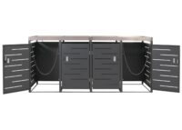 Mülltonnenbox 4er mit Pflanzkasten aus Edelstahl und Metall erweiterbar