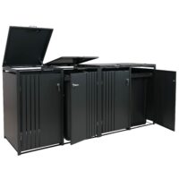 Mülltonnenbox Metall 4er anthrazit mit Deckel 122x264x84 cm