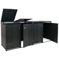 Mülltonnenbox Metall 4er anthrazit mit Deckel 122x264x84 cm