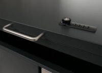 Mülltonnenbox 4er Metall anthrazit helle Holzoptik mit Deckel