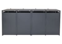 Mülltonnenbox 4er aus Metall anthrazit in Kirsch-Holzoptik erweiterbar