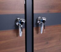 Mülltonnenbox 4er aus Metall anthrazit in Kirsch-Holzoptik erweiterbar