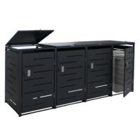 Mülltonnenverkleidung 4er aus Stahl anthrazit 117x265x80 cm