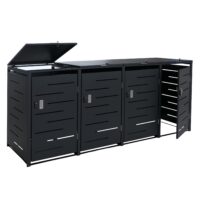 Mülltonnenverkleidung 4er aus Stahl anthrazit 117x265x80 cm