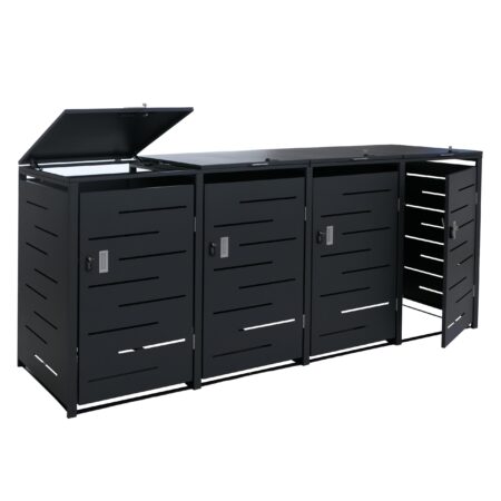 Mülltonnenverkleidung 4er aus Stahl anthrazit 117x265x80 cm