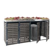 Mülltonnenbox 4er mit Pflanzkasten aus WPC und Edelstahl anthrazit