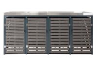 Mülltonnenbox 4er mit Pflanzkasten aus WPC und Edelstahl anthrazit