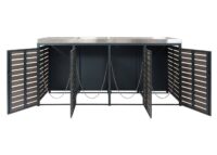 Mülltonnenbox 4er mit Pflanzkasten aus WPC und Edelstahl anthrazit