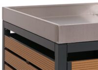 Mülltonnenbox 4er aus WPC und Edelstahl mit Pflanzkasten Teak-Optik