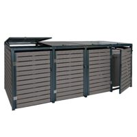 Mülltonnenbox 4er aus WPC und Metall anthrazit wetterfest abschließbar